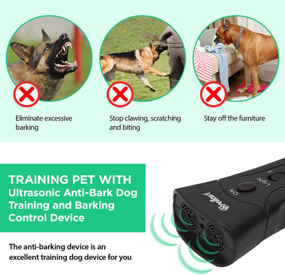 Brellavi Anti-Bark Dog Training Equipment and Barking Control Device, Electronic Clicker Trainer for Walking, Jogging, and Aggressive Behavior, Handheld and Portable (Black)